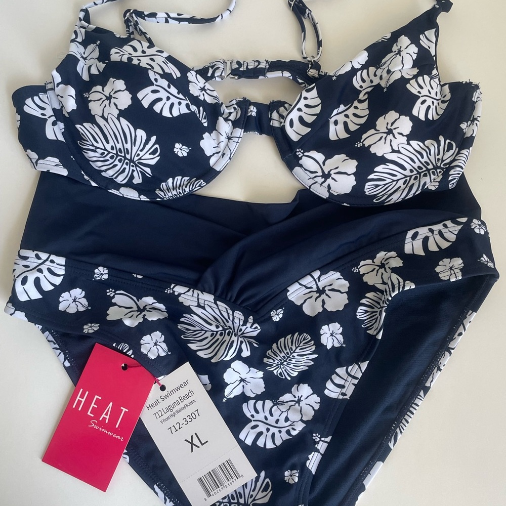 Blue and White Floral Bikini XL